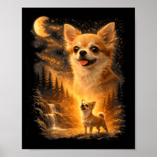 Chihuahua som ylar mot månen vintage 90-tal rolig poster
