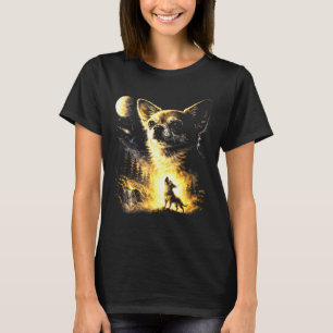 Chihuahua som ylar mot månen vintage 90-tal rolig t shirt