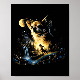 Chihuahua som ylar mot månen Vintage rolig Chihua Poster