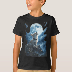 Chihuahua som ylar mot månen vintage rolig t shirt
