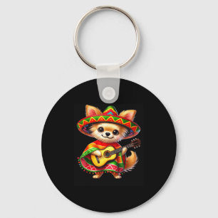 Chihuahua Sombrero Gitarr Cinco De Mayo Mexikansk Nyckelring