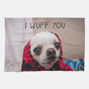 Chihuahua söt jag önskar dig kärlek Valentineser Kökshandduk