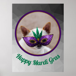 Chihuahua söt Lycklig Mardi Gras sparkly mask Poster