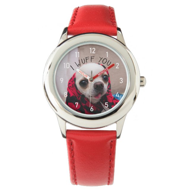Chihuahua söt wuff om du har kärlek Valentineser m Armbandsur (Framsida)
