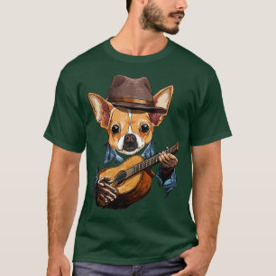 Chihuahua Spela Guitar Pet Hund älskare Guitar Lek T Shirt
