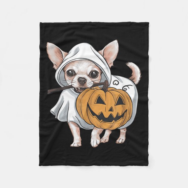 Chihuahua spökhund Halloween Fleecefilt (Framsidan)