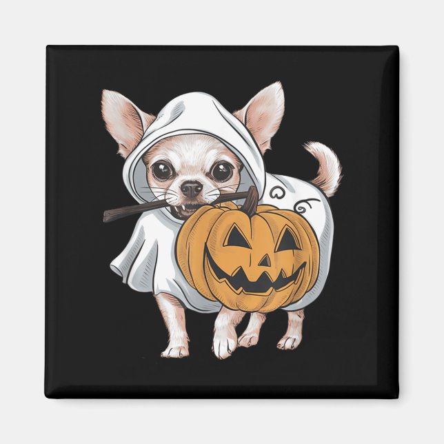 Chihuahua spökhund Halloween Magnet (Framsidan)