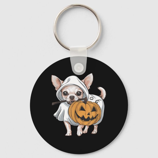 Chihuahua spökhund Halloween Nyckelring (Framsida)