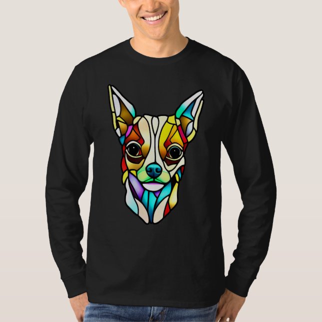 Chihuahua - Stained Glass Pop Art_3 T Shirt (Framsida)