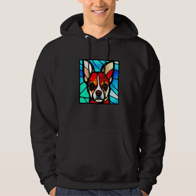 Chihuahua - Stained Glass Pop Art Premium_10 Hoodie (Framsida)