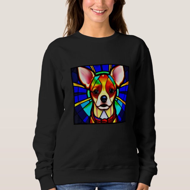 Chihuahua - Stained Glass Pop Art Premium_11 T Shirt (Framsida)