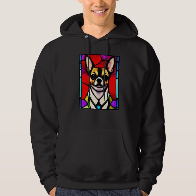 Chihuahua - Stained Glass Pop Art Premium_2 Hoodie (Framsida)