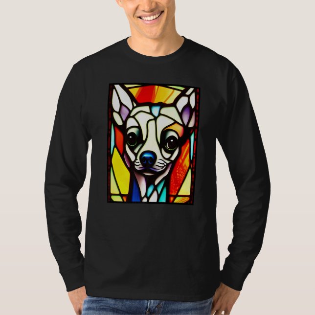 Chihuahua - Stained Glass Pop Art Premium_4 T Shirt (Framsida)