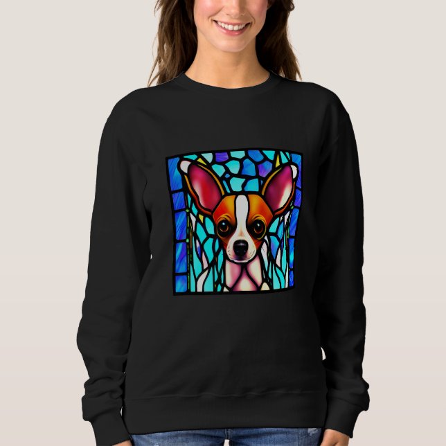 Chihuahua - Stained Glass Pop Art Premium_8 T Shirt (Framsida)