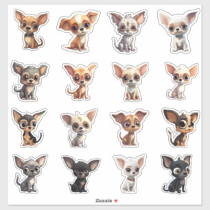Chihuahua Sticker Lakan 16 Hund Tecknad Chihuahuas Klistermärken