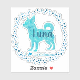 Chihuahua Sticker - Personlig Pastel Blue Gift Klistermärken