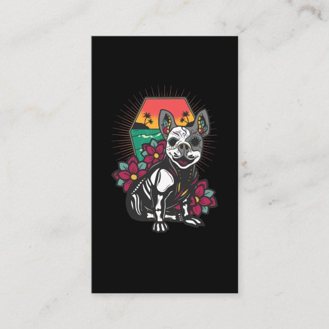 Chihuahua Sugar Skull Mexikanska Hund Visitkort (Framsida)