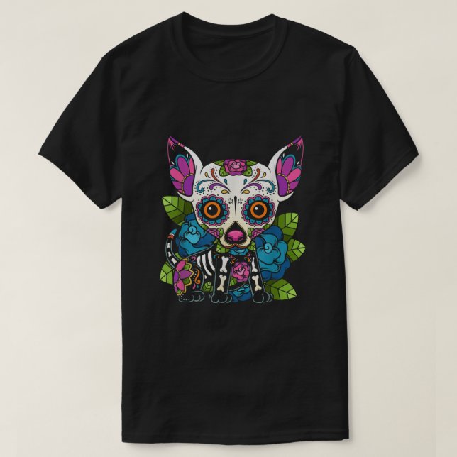 Chihuahua Sugar Skull Mexiko Hund Calavera Dia De  T Shirt (Design framsida)