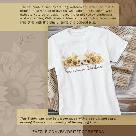 Chihuahua Sunblommor Hund Watercolor Blommigt T Shirt