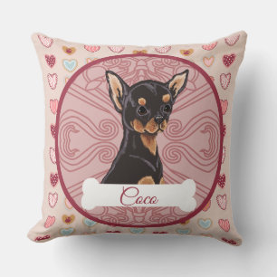 Chihuahua Svart Tan Personlig Valentinskudde Kudde