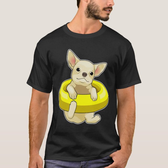 Chihuahua Swimming Life buoy T Shirt (Framsida)