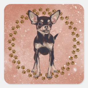 Chihuahua Tass avtryck and Space Background Fyrkantigt Klistermärke