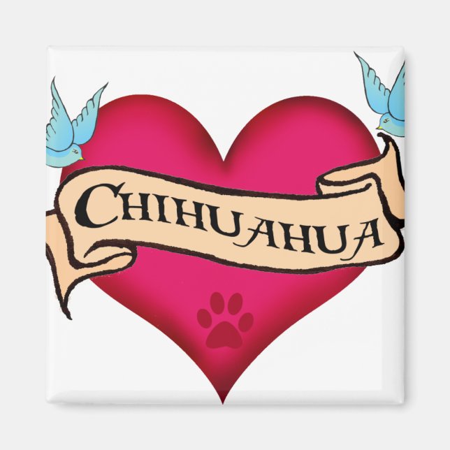 Chihuahua Tattoo Heart Magnet (Framsidan)