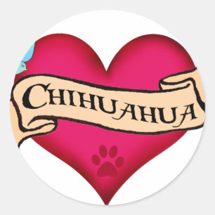 Chihuahua Tattoo Heart Runt Klistermärke