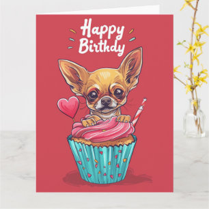 Chihuahua Tecknad Anime Cupcake Tassar Kort