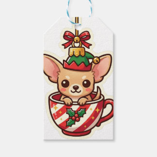 Chihuahua Tekoppsälva Julpresent Tag Presentetikett