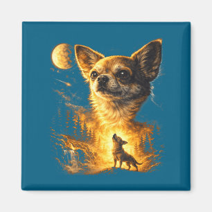 Chihuahua tjuter mot månen rolig chihuahua meme gö magnet