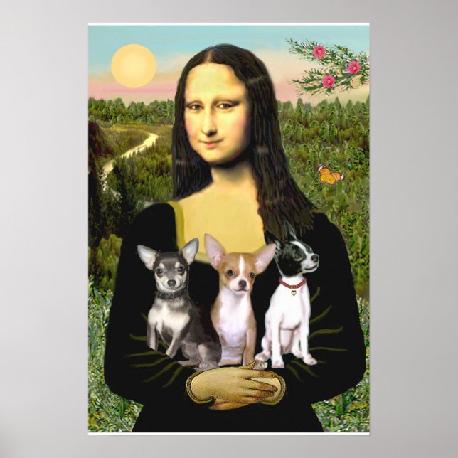 Chihuahua Trio - Mona Lisa Poster (Framsidan)
