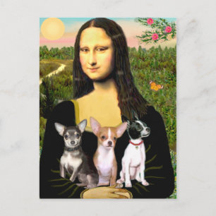 Chihuahua Trio - Mona Lisa Vykort