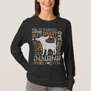 Chihuahua Typography Ord Art Rolig hund Älskare Gi T Shirt