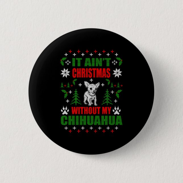 Chihuahua Ugly jul Sweater Knapp (Framsida)
