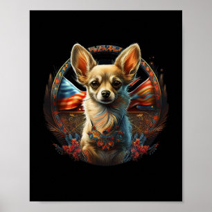 Chihuahua Ukraina Fred Och Kärlek Flagga Hjälp Hun Poster