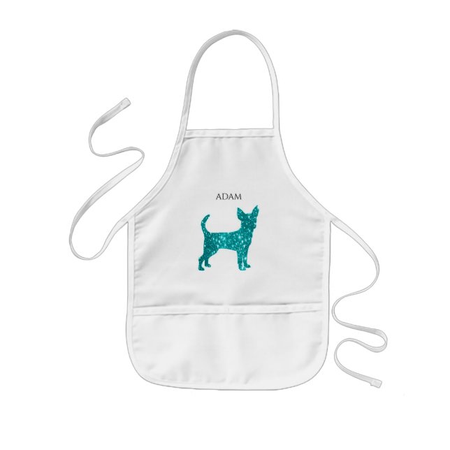 Chihuahua-ungar apron. Personlig namn. Barnförkläde (Framsidan)