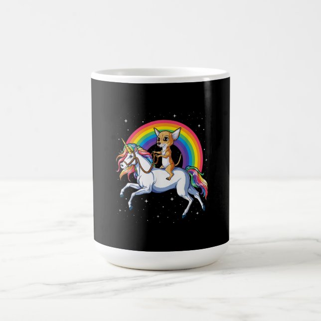 Chihuahua unicorn-flickor, galaxa rainbow do kaffemugg (Center)