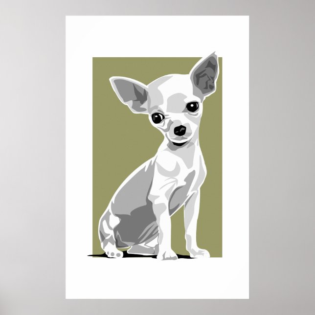 Chihuahua-utskrift med bakgrund poster (Framsidan)