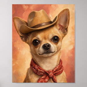 Chihuahua Väggkonst — Liten Cowboy Porträtt med Pa