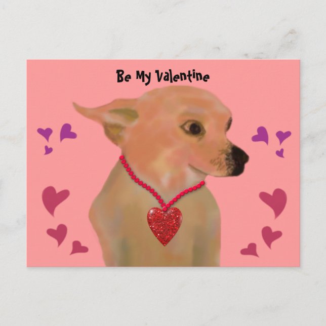 Chihuahua Valentine Hearts Helg Vykort (Framsida)