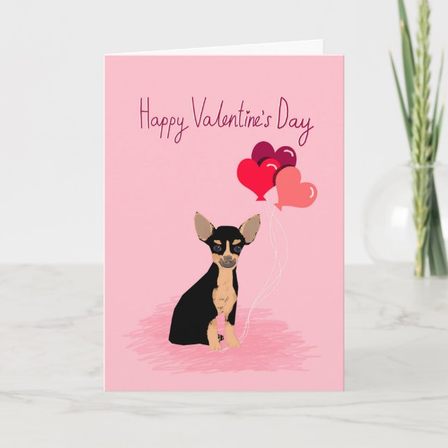 Chihuahua Valentines Kärlek Card - söt hund Helgkort (Framsida)