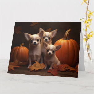 Chihuahua Valp Höstglädje Pumpa Kort