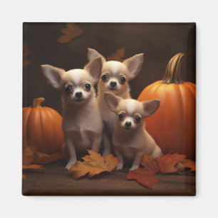 Chihuahua Valp Höstglädje Pumpa Magnet