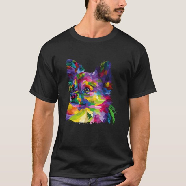 Chihuahua Vatten Färg Kärlek Hund Paint Splat T Shirt (Framsida)