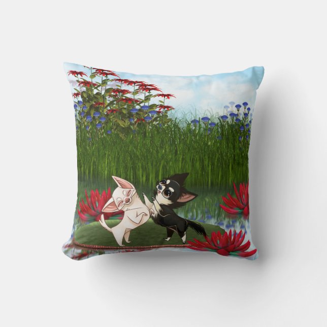 Chihuahua Vatten Lilly Decorative Pillow Kudde (Framsida)