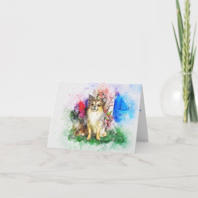 Chihuahua Vattenfärg Målad Tom Kort (Framsida)