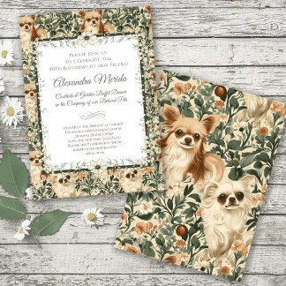 Chihuahua Vintage Blommigt Tapestry Inbjudningar
