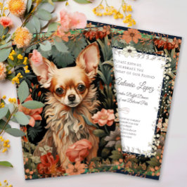 Chihuahua Vintage Blommigt Tapestry Inbjudningar