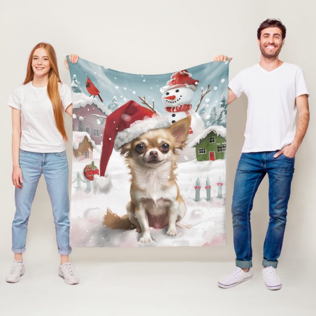 Chihuahua Vintervonderland Julglädje Fleecefilt (På plats)